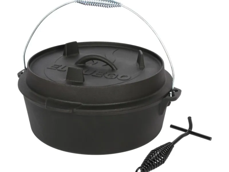 EL Fuego Dutch-Oven Gusseisen 5,6 l Deckel 1,7 l Schwarz< Töpfe