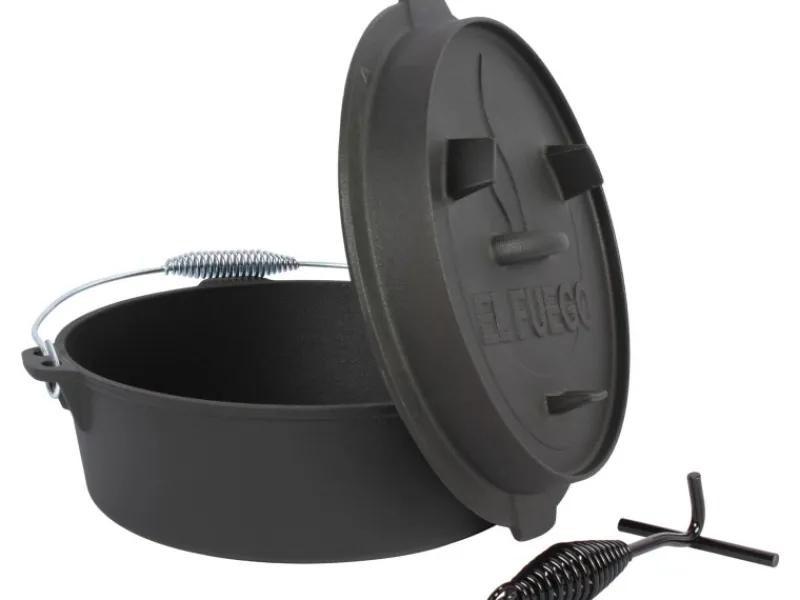 EL Fuego Dutch-Oven Gusseisen 5,6 l Deckel 1,7 l Schwarz< Töpfe