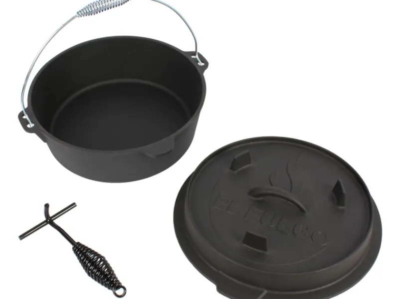 EL Fuego Dutch-Oven Gusseisen 5,6 l Deckel 1,7 l Schwarz< Töpfe