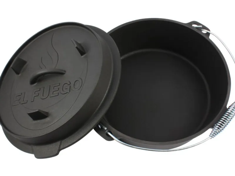 EL Fuego Dutch-Oven Gusseisen 5,6 l Deckel 1,7 l Schwarz< Töpfe