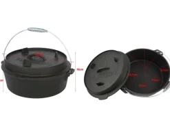 EL Fuego Dutch-Oven Gusseisen 5,6 l Deckel 1,7 l Schwarz< Töpfe