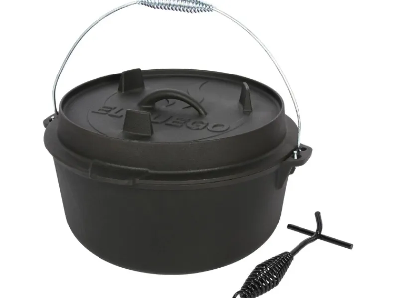 Outlet EL Fuego Dutch-Oven Gusseisen 7,2 l Deckel 1,8 l Schwarz