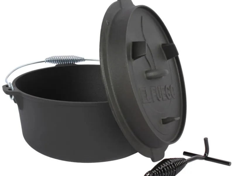 Outlet EL Fuego Dutch-Oven Gusseisen 7,2 l Deckel 1,8 l Schwarz