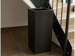 Elegant Einrichten Pflanzkübel Fiberglas Säule 38x38x70cm Elegant Schwarz-Matt