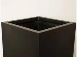 Elegant Einrichten Pflanzkübel Fiberglas Säule 38x38x70cm Elegant Schwarz-Matt