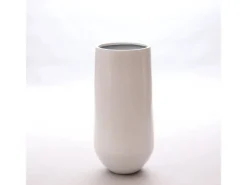 Töpfe<Elegant Einrichten Pflanzkübel Fiberglas Rund-Konisch D25xH55cm Hochglanz-Weiß