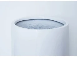 Töpfe<Elegant Einrichten Pflanzkübel Fiberglas Rund-Konisch D25xH55cm Hochglanz-Weiß