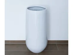 Töpfe<Elegant Einrichten Pflanzkübel Fiberglas Rund-Konisch D25xH55cm Hochglanz-Weiß