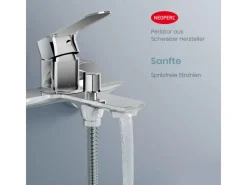 Emke Badarmatur für Badewannen Chrom mit Auslauf Wannenarmatur Einhebelmischer Brausebatterie< Einhebelmischer
