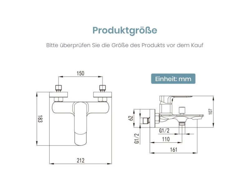 Emke Badarmatur für Badewannen Chrom mit Auslauf Wannenarmatur Einhebelmischer Brausebatterie< Einhebelmischer
