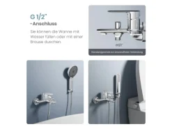 Emke Badarmatur für Badewannen Chrom mit Auslauf Wannenarmatur Einhebelmischer Brausebatterie< Einhebelmischer