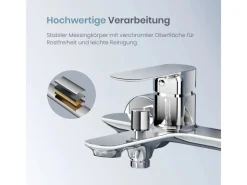 Emke Badarmatur für Badewannen Chrom mit Auslauf Wannenarmatur Einhebelmischer Brausebatterie< Einhebelmischer
