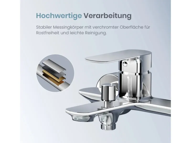 Emke Badarmatur für Badewannen Chrom mit Auslauf Wannenarmatur Einhebelmischer Brausebatterie< Einhebelmischer