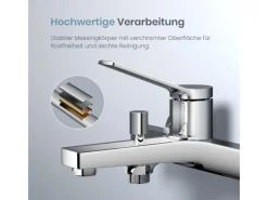 Emke Badewannenarmatur Chrom mit Auslauf Mischbatterie Badewanne Brausebatterie Einhand Wannenbatterie< Einhebelmischer