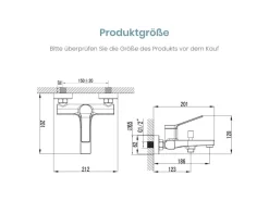 Einhebelmischer<Emke Badewannenarmatur Schwarz mit Auslauf Mischbatterie Badewanne Brausebatterie Einhand Wannenbatterie