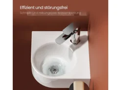 New Emke Badezimmerwaschbecken 44 x 38,5 x 15,5 cm Gewelltes Miniwaschbecken Wandmontage Hochweiß