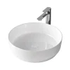 Emke Handwaschbecken 39 x 39 x 12 mm Ovales Keramikwaschbecken Weiß Glänzend< Einhebelmischer