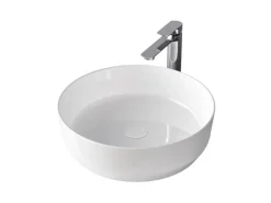 Emke Handwaschbecken 39 x 39 x 12 mm Ovales Keramikwaschbecken Weiß Glänzend< Einhebelmischer
