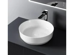 Emke Handwaschbecken 39 x 39 x 12 mm Ovales Keramikwaschbecken Weiß Glänzend< Einhebelmischer