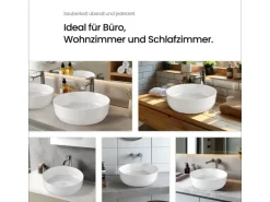 Emke Handwaschbecken 39 x 39 x 12 mm Ovales Keramikwaschbecken Weiß Glänzend< Einhebelmischer