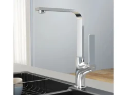 Discount Emke Küchenarmatur Chrom im Ultradünnen Design 30x22x10 cm Küchenarmatur Drehbar Wasserhahn