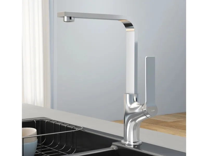 Discount Emke Küchenarmatur Chrom im Ultradünnen Design 30x22x10 cm Küchenarmatur Drehbar Wasserhahn