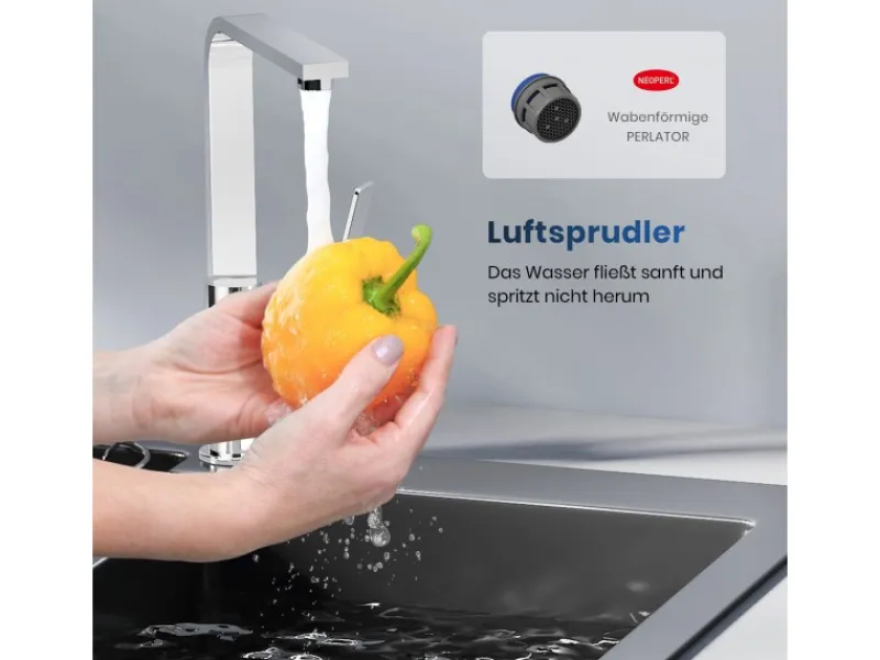 Discount Emke Küchenarmatur Chrom im Ultradünnen Design 30x22x10 cm Küchenarmatur Drehbar Wasserhahn