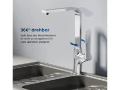 Discount Emke Küchenarmatur Chrom im Ultradünnen Design 30x22x10 cm Küchenarmatur Drehbar Wasserhahn