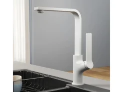 Outlet Emke Küchenarmatur Weiß Matt im Ultradünnen Design 30x22x10 cm Küchenarmatur Drehbar Wasserhahn