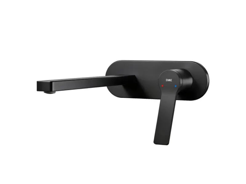 Emke Wand Waschtischarmatur Inklusive Grundkörper 288 x 210 x 70 mm Schwarz Mischbatterie für Waschbecken< Einhebelmischer
