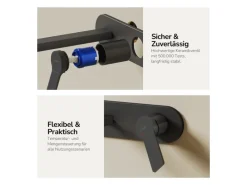 Emke Wand Waschtischarmatur Inklusive Grundkörper 288 x 210 x 70 mm Schwarz Mischbatterie für Waschbecken< Einhebelmischer
