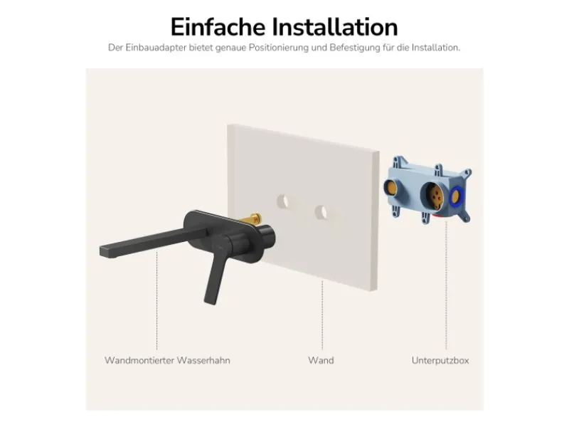 Emke Wand Waschtischarmatur Inklusive Grundkörper 288 x 210 x 70 mm Schwarz Mischbatterie für Waschbecken< Einhebelmischer