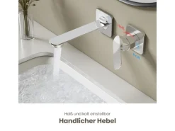 Emke Wand Waschtischarmatur Inklusive Grundkörper 233 x 127 x 110 mm Verchromt Mischbatterie für Waschbecken< Einhebelmischer
