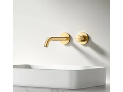Emke Waschtischarmatur Unterputz für Wandmontage Champagnergold Wasserhahn Badarmatur< Einhebelmischer