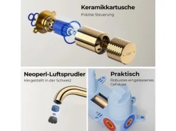 Emke Waschtischarmatur Unterputz für Wandmontage Champagnergold Wasserhahn Badarmatur< Einhebelmischer