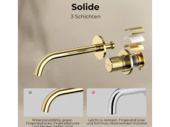 Emke Waschtischarmatur Unterputz für Wandmontage Champagnergold Wasserhahn Badarmatur< Einhebelmischer