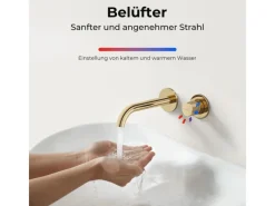 Emke Waschtischarmatur Unterputz für Wandmontage Champagnergold Wasserhahn Badarmatur< Einhebelmischer