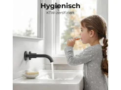 Emke Waschtischarmatur Unterputz für Wandmontage Schwarz Matt Wasserhahn Badarmatur< Einhebelmischer
