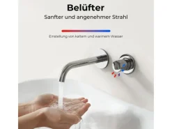 Einhebelmischer<Emke Waschtischarmatur Unterputz für Wandmontage Chrom Wasserhahn Badarmatur