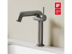 Einhebelmischer<Emke Wasserhahn Bad 222 x 200 x 76 mm Anthrazit Matt Wasserhahn Waschtischarmatur Mischbatterie