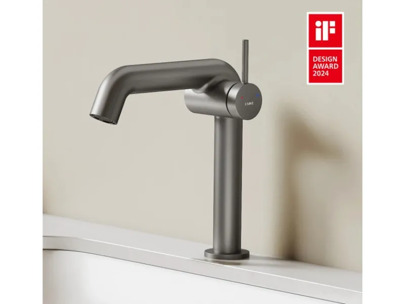 Einhebelmischer<Emke Wasserhahn Bad 222 x 200 x 76 mm Anthrazit Matt Wasserhahn Waschtischarmatur Mischbatterie