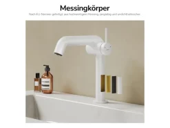 Emke Wasserhahn Bad 222 x 200 x 76 mm Weiß Matt Wasserhahn Waschtischarmatur Mischbatterie< Einhebelmischer
