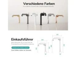 Emke Wasserhahn Bad 222 x 200 x 76 mm Weiß Matt Wasserhahn Waschtischarmatur Mischbatterie< Einhebelmischer