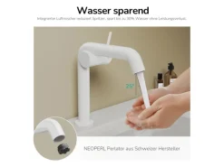 Emke Wasserhahn Bad 222 x 200 x 76 mm Weiß Matt Wasserhahn Waschtischarmatur Mischbatterie< Einhebelmischer