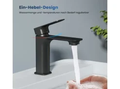 Online Emke Wasserhahn Bad 166 x 152 x 45 mm Schwarz Matt Waschtischarmatur Mischbatterie Waschbecken