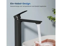 Emke Wasserhahn Bad 215 x 269 x 49 mm Schwarz Matt Waschtischarmatur Mischbatterie Waschbecken< Einhebelmischer