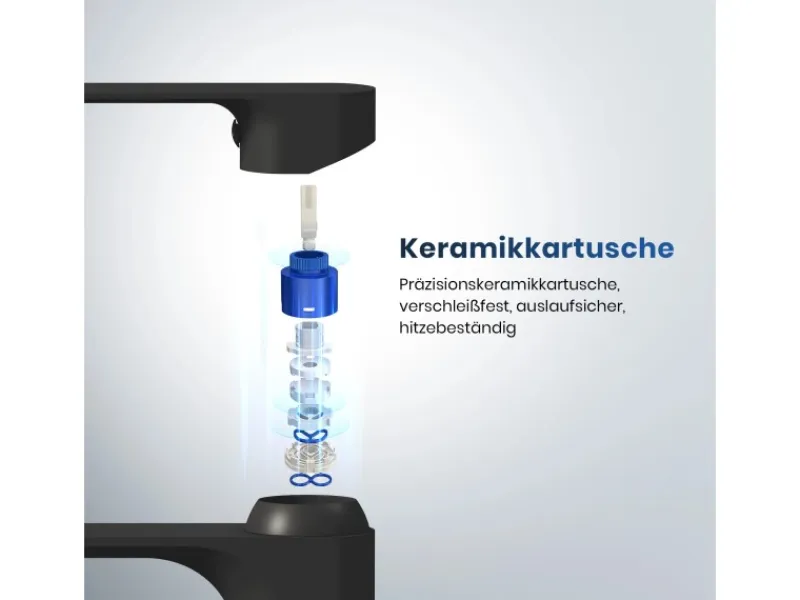 Emke Wasserhahn Bad 215 x 269 x 49 mm Schwarz Matt Waschtischarmatur Mischbatterie Waschbecken< Einhebelmischer