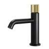 Einhebelmischer<Emke Wasserhahn Bad Waschtischarmatur 181 x 166 x 50 mm Schwarz Matt Gold Gebürstet Mischbatterie