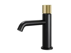 Einhebelmischer<Emke Wasserhahn Bad Waschtischarmatur 181 x 166 x 50 mm Schwarz Matt Gold Gebürstet Mischbatterie