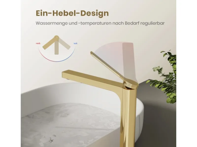 Best Emke Wasserhahn Waschbeckenarmaturen 335 x 233 x 46 mm Champagnergold Mischbatterie Küchenarmatur mit Luftsprudler